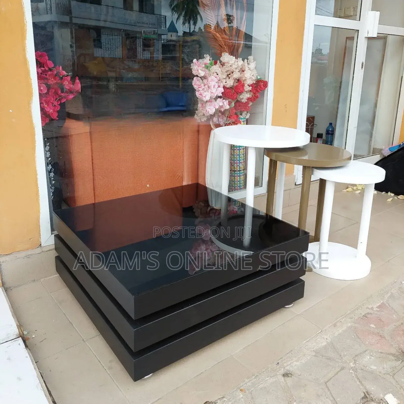 Black Square Certer Table 85cm Square by 45cm Height