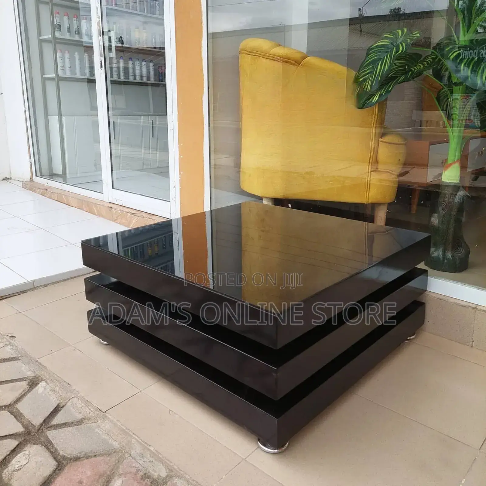 Black Square Certer Table 85cm Square by 45cm Height