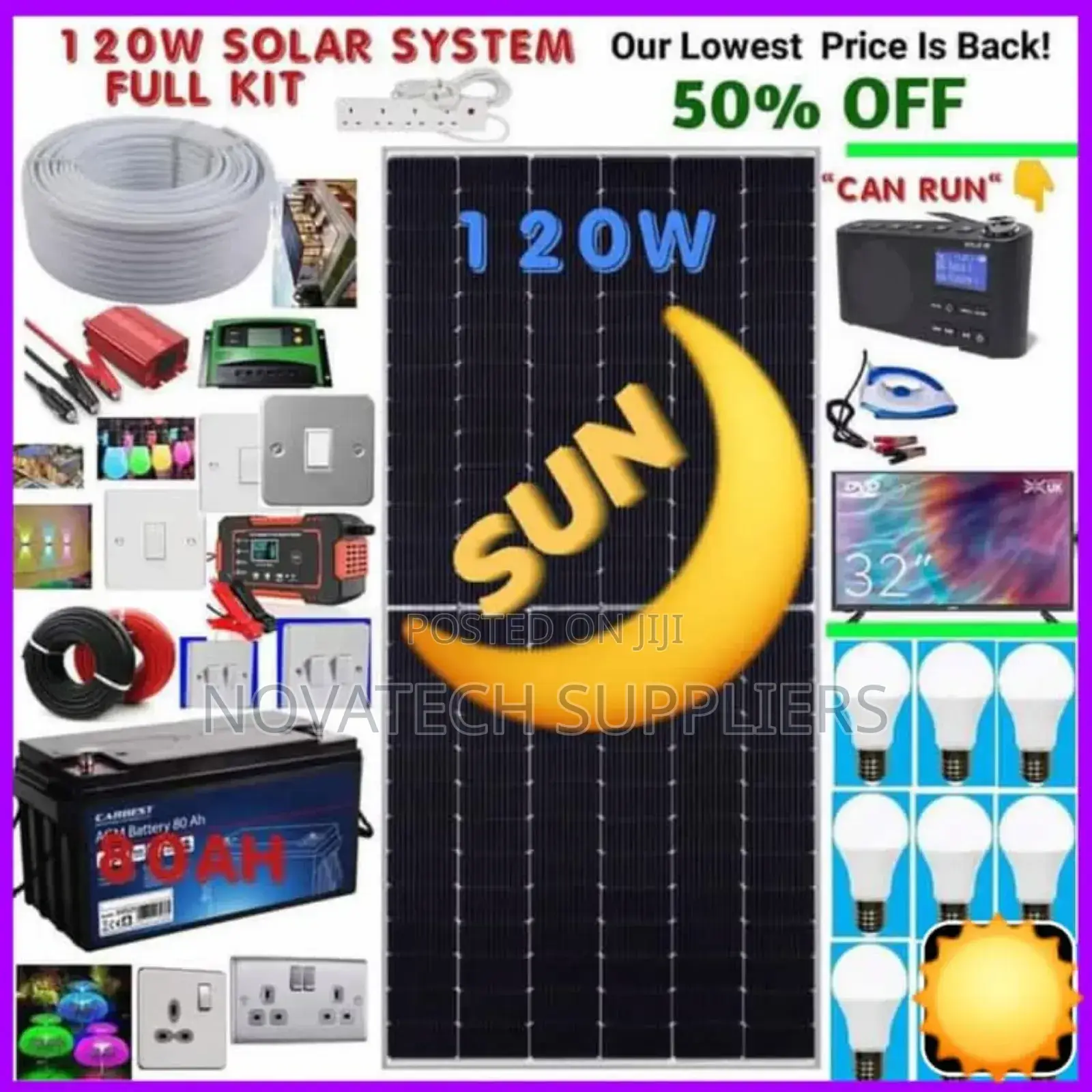 120W Solar Energy System Full Kit/ Gaza Solar