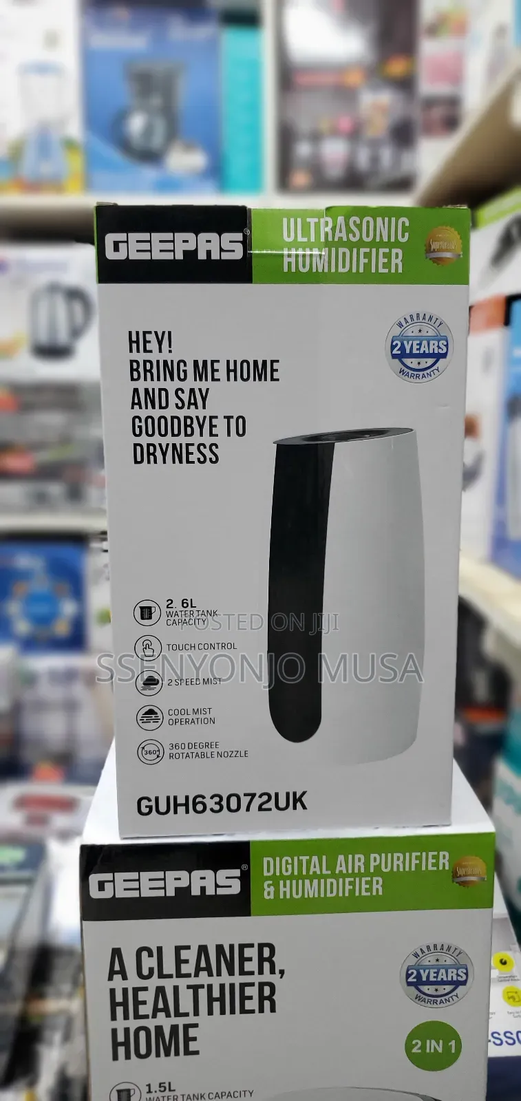 Geepas Humidifier Breathe Easy 2.6l Cool Mist Humidifier for Home Baby