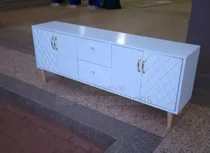 White Flat Tv Stand With 4doors