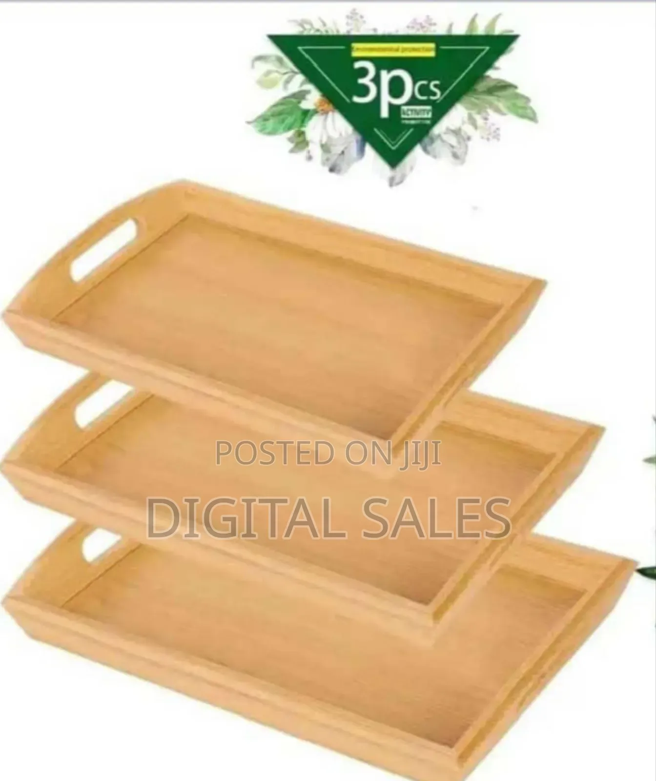 3pcs Durable Bamboo Serving Tray Set