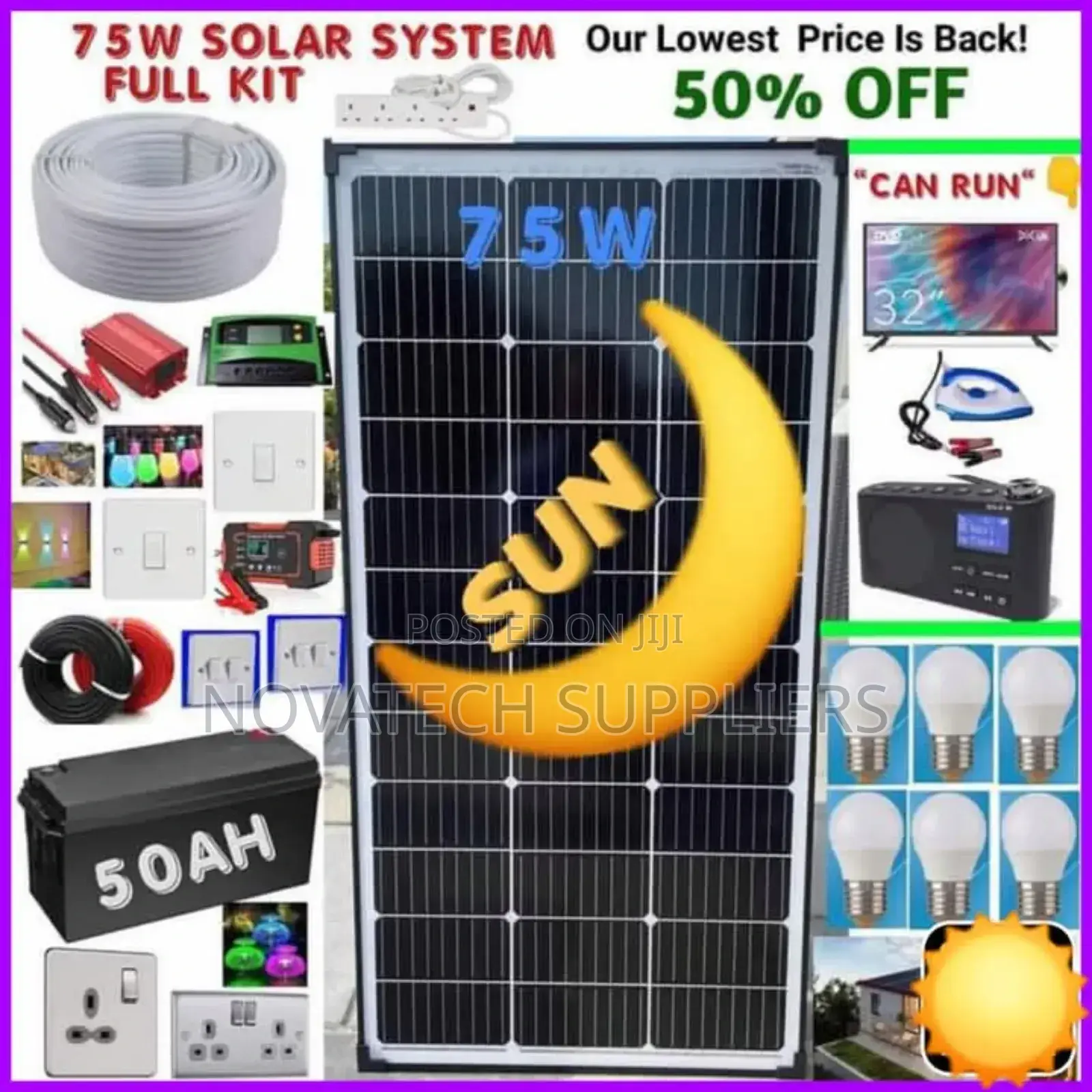 75W Solar Energy System Full Kit/ Patu Solar