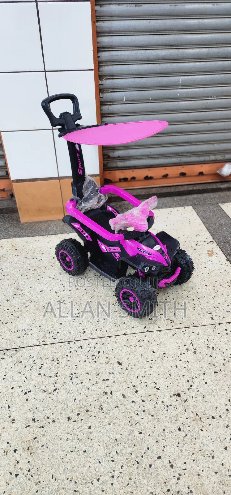 Kids Pink Push Car With Umbrella