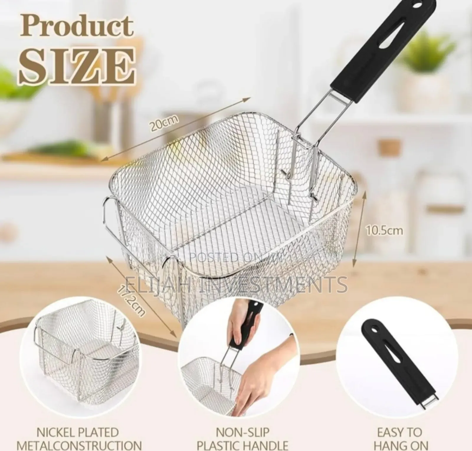High Quality Deeper Fryer Basket With Non Slip Handle