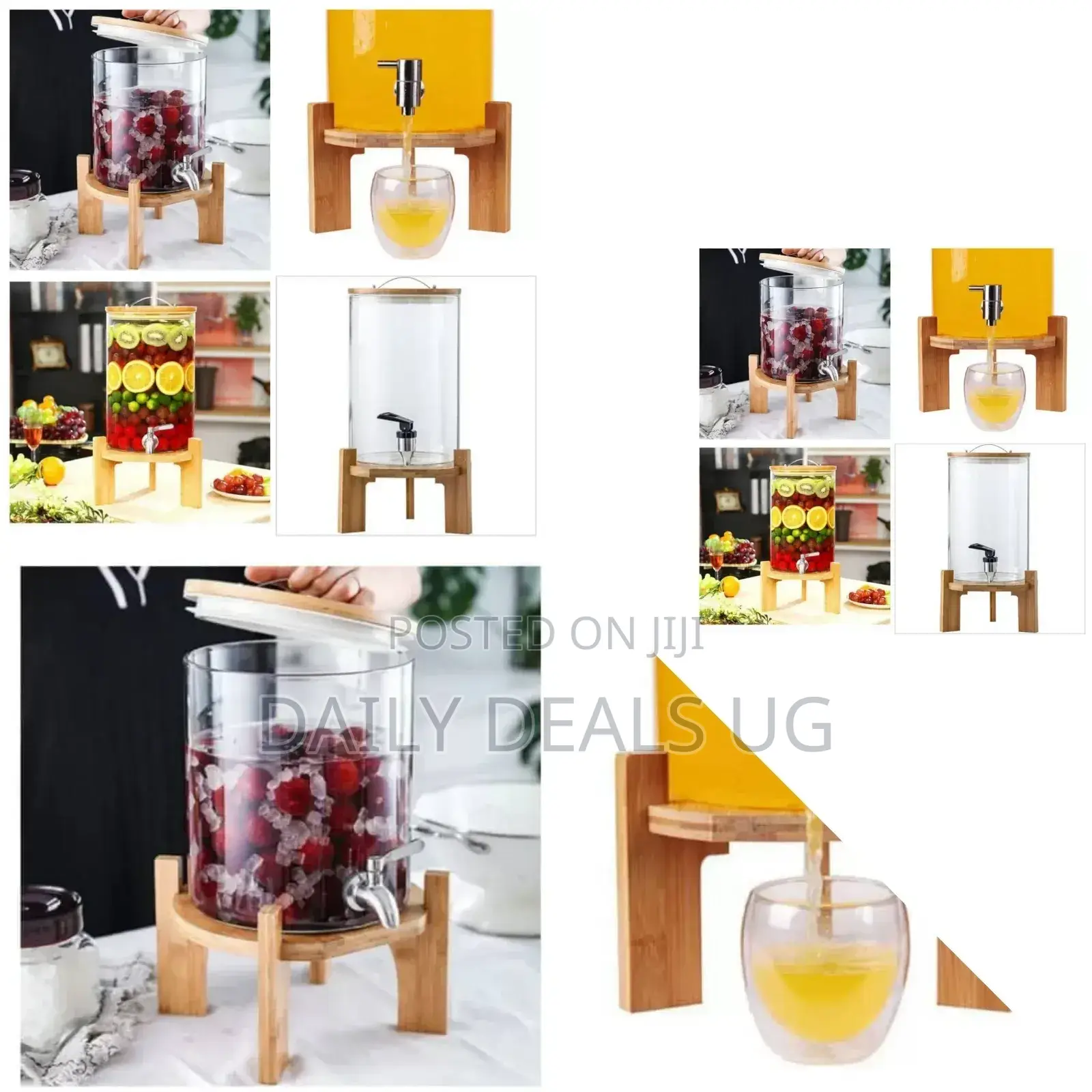 Glass Dispenser With Bamboo Stand