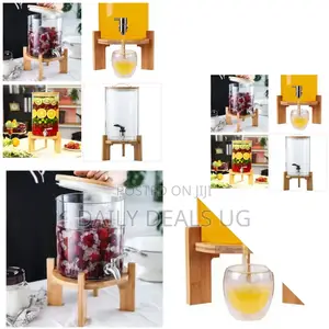 Glass Dispenser With Bamboo Stand