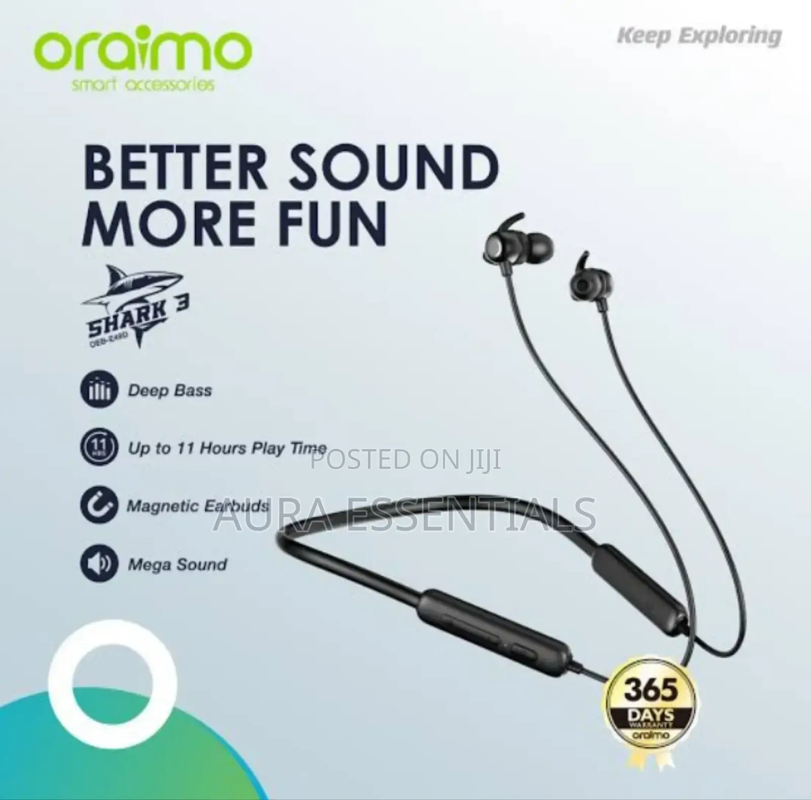Oraimo Shark 3 ( OED - E49D) Neckband Wireless Earphones