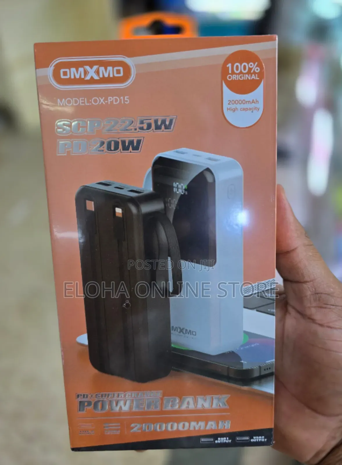OMXMO Power Bank 20000mah Super Fast Charging With 2 Lines