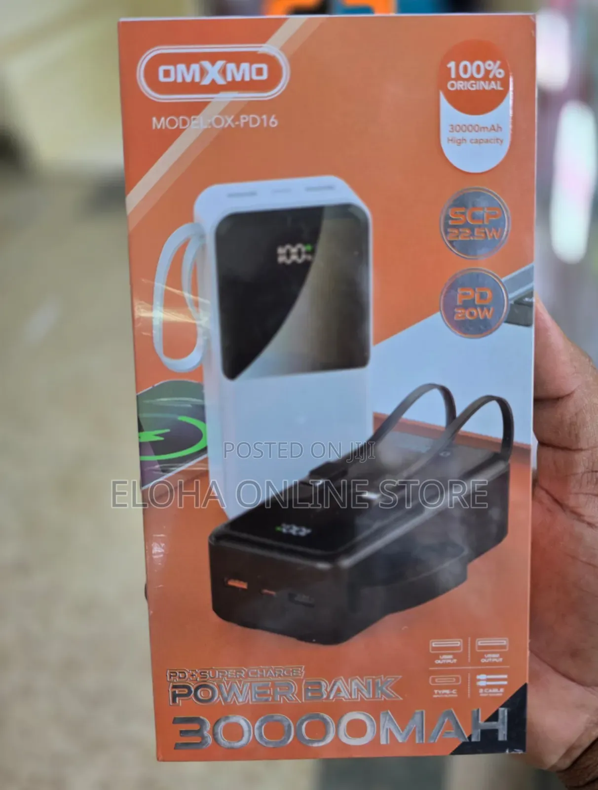 OMXMO 30000mah Fast Charging Power Bank With 2 Cables