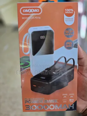 OMXMO 30000mah Fast Charging Power Bank With 2 Cables