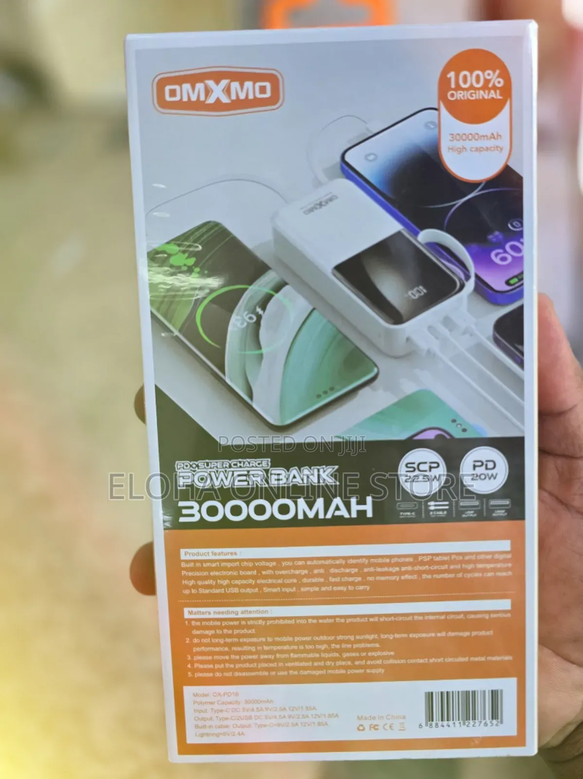 OMXMO 30000mah Fast Charging Power Bank With 2 Cables