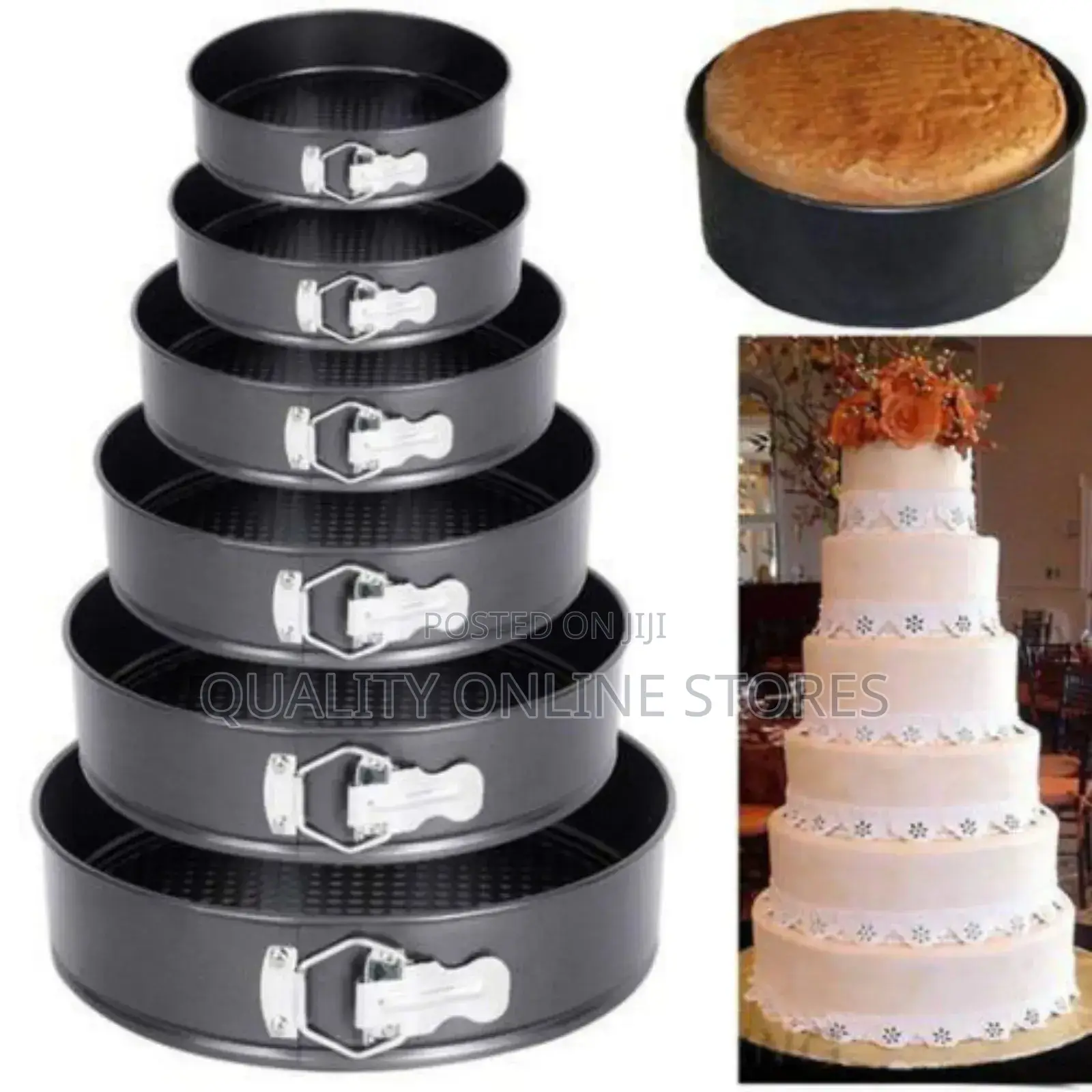 6 PCS Metal Round Shaped - Cake Baking Pan/Non- Stick Black
