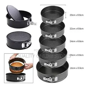 6 PCS Metal Round Shaped - Cake Baking Pan/Non- Stick Black