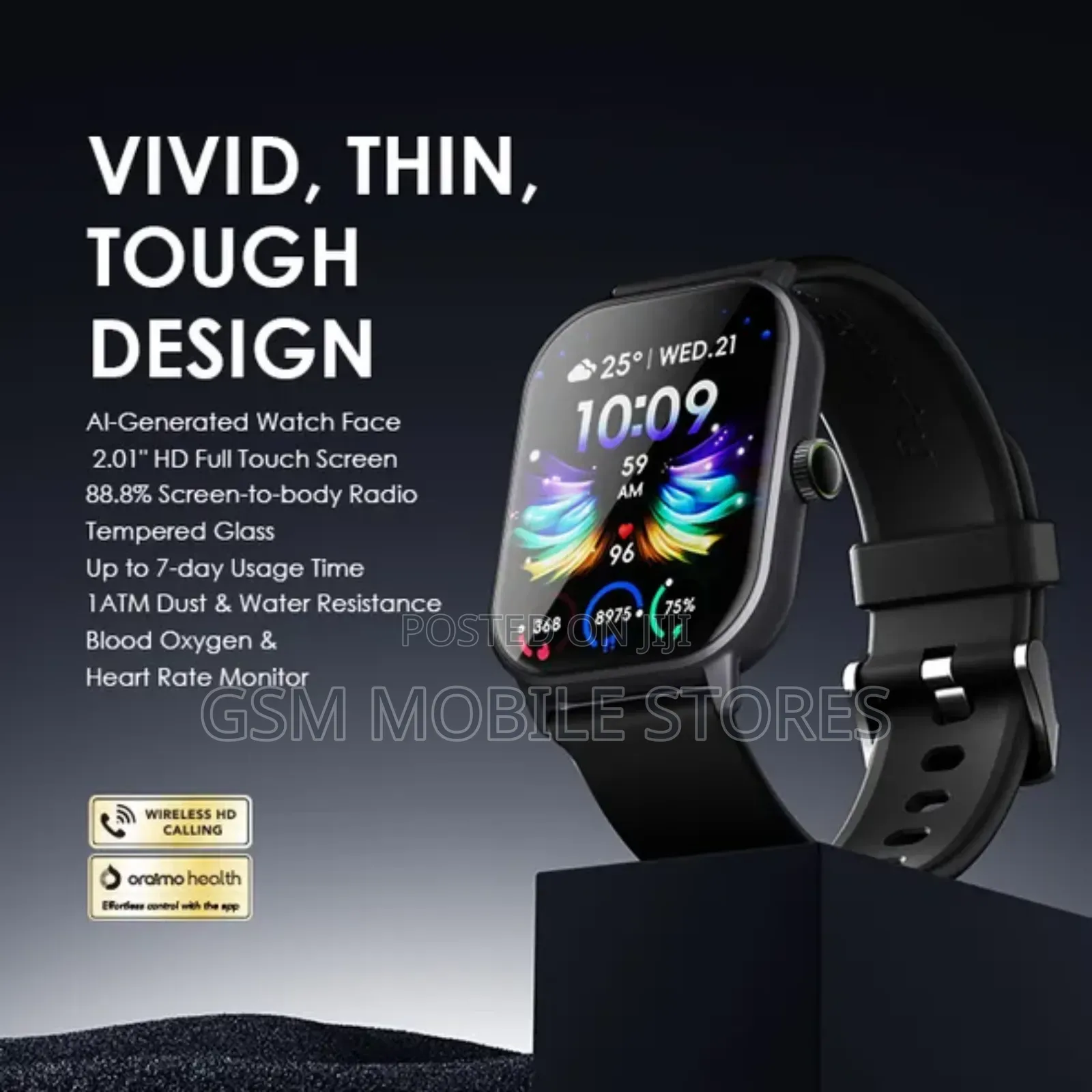 Oraimo Watch 5 2.01" HD Panda Glass 1ATM Smart Watch