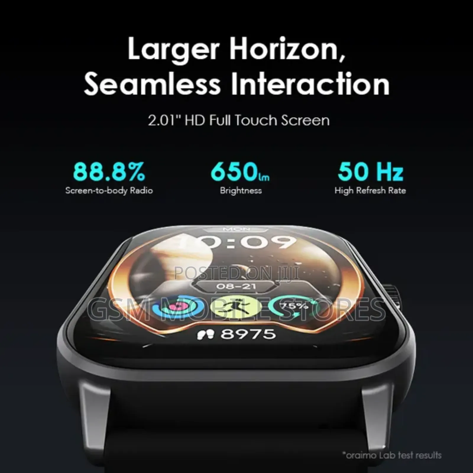 Oraimo Watch 5 2.01" HD Panda Glass 1ATM Smart Watch