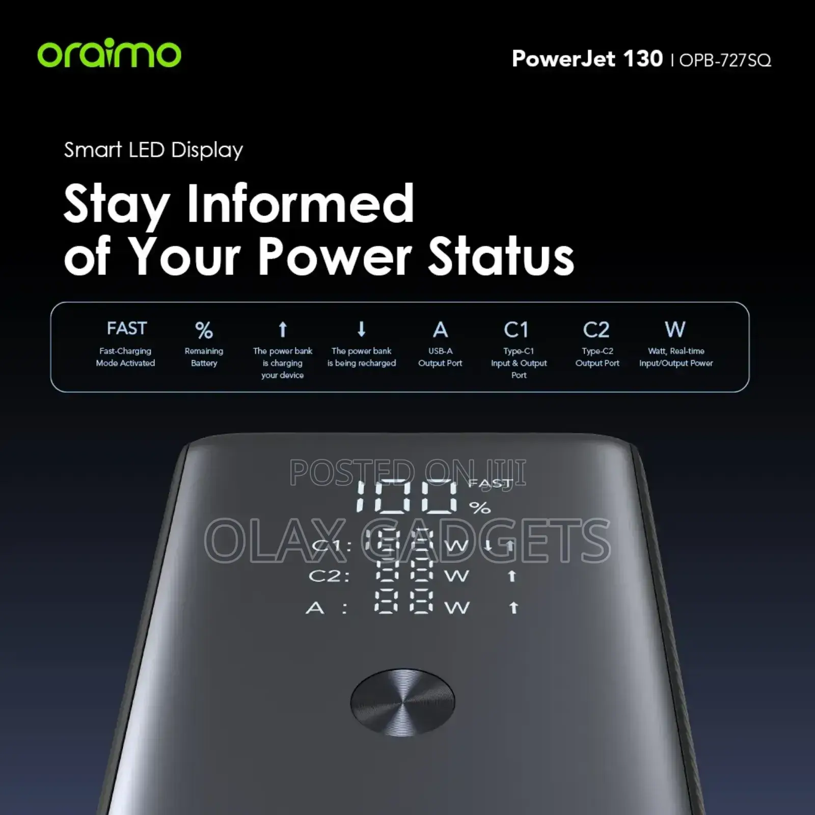Oraimo Powerjet 130 27600mah 130w Power Bank