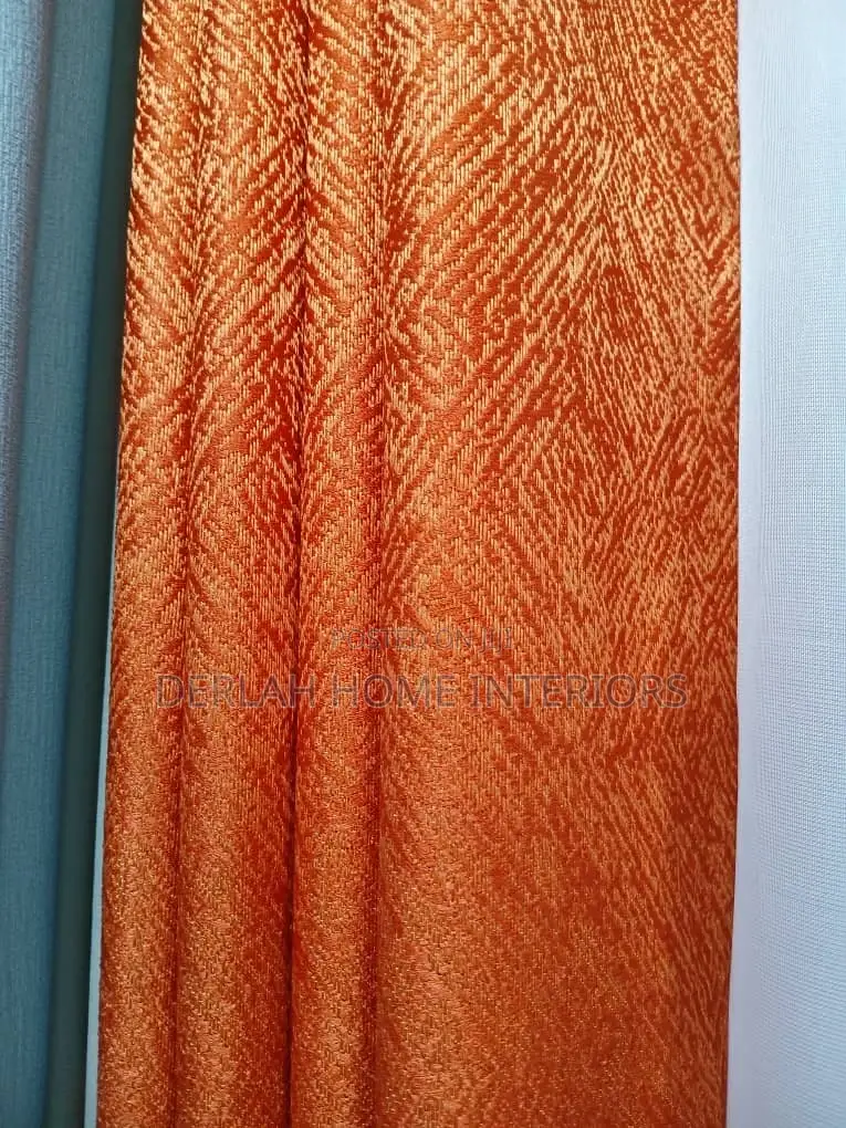 Orange Curtain In Sixteen (Material) Per Ready Meter