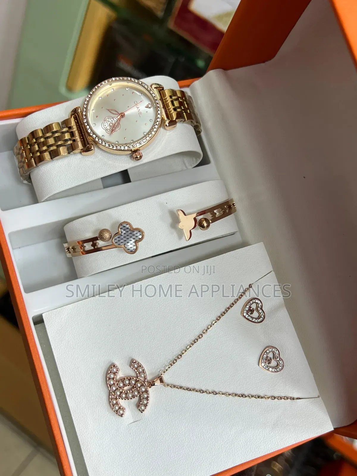 Chanel Women's Gift Box Watch, Bracelet, Necklace and Earing