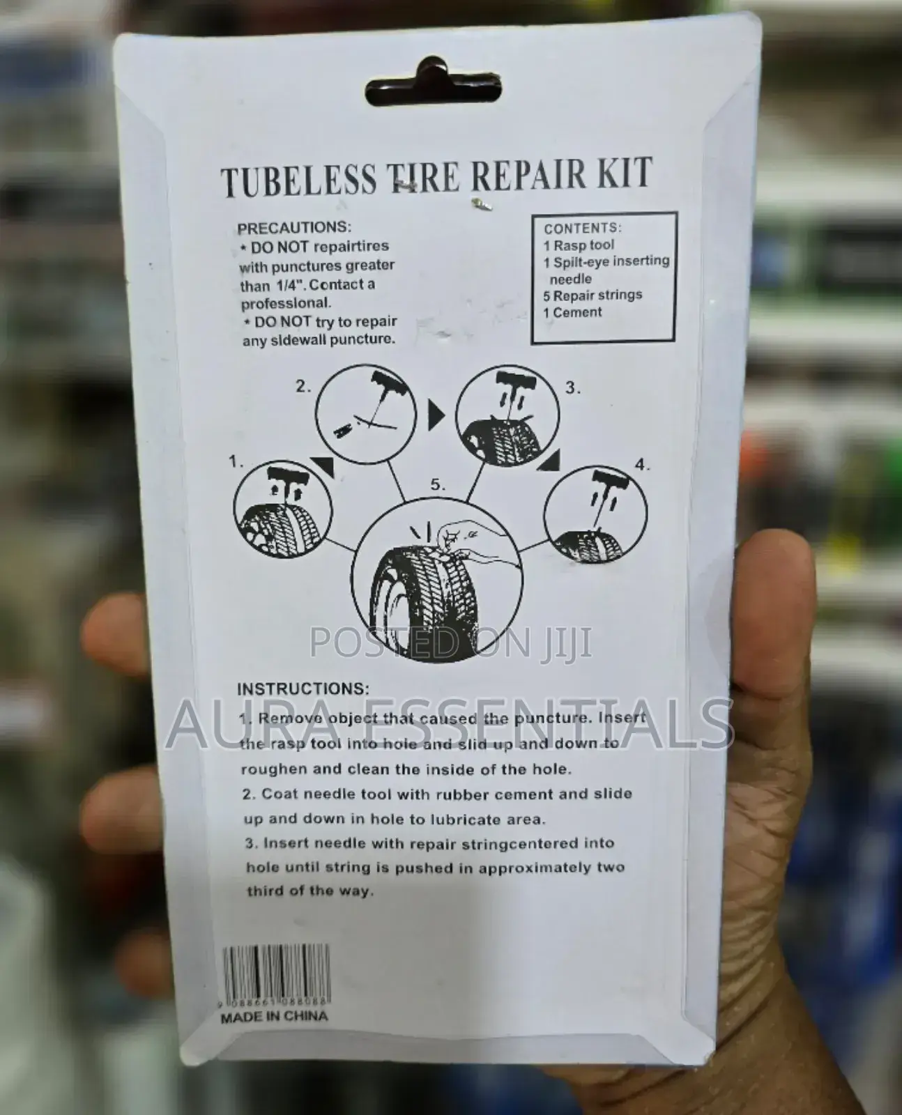4 in 1 Universal Tubeless Tyre Puncture Repair Kit