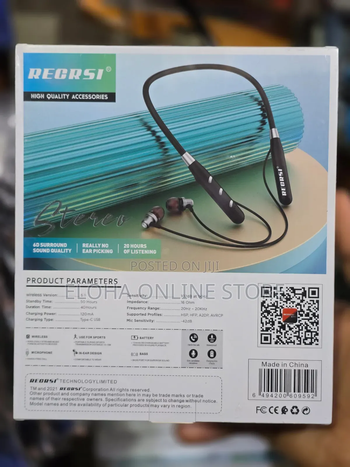 Regrsi RE-NY032 Wireless Neckband Bluetooth Earphone