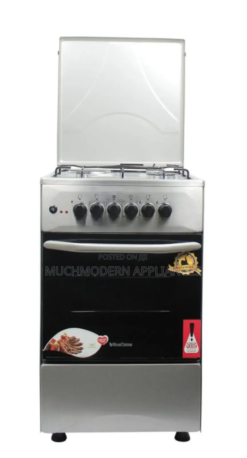 Blueflame Cooker, 50x50cm, 3 Gas Burners + 1 Electric