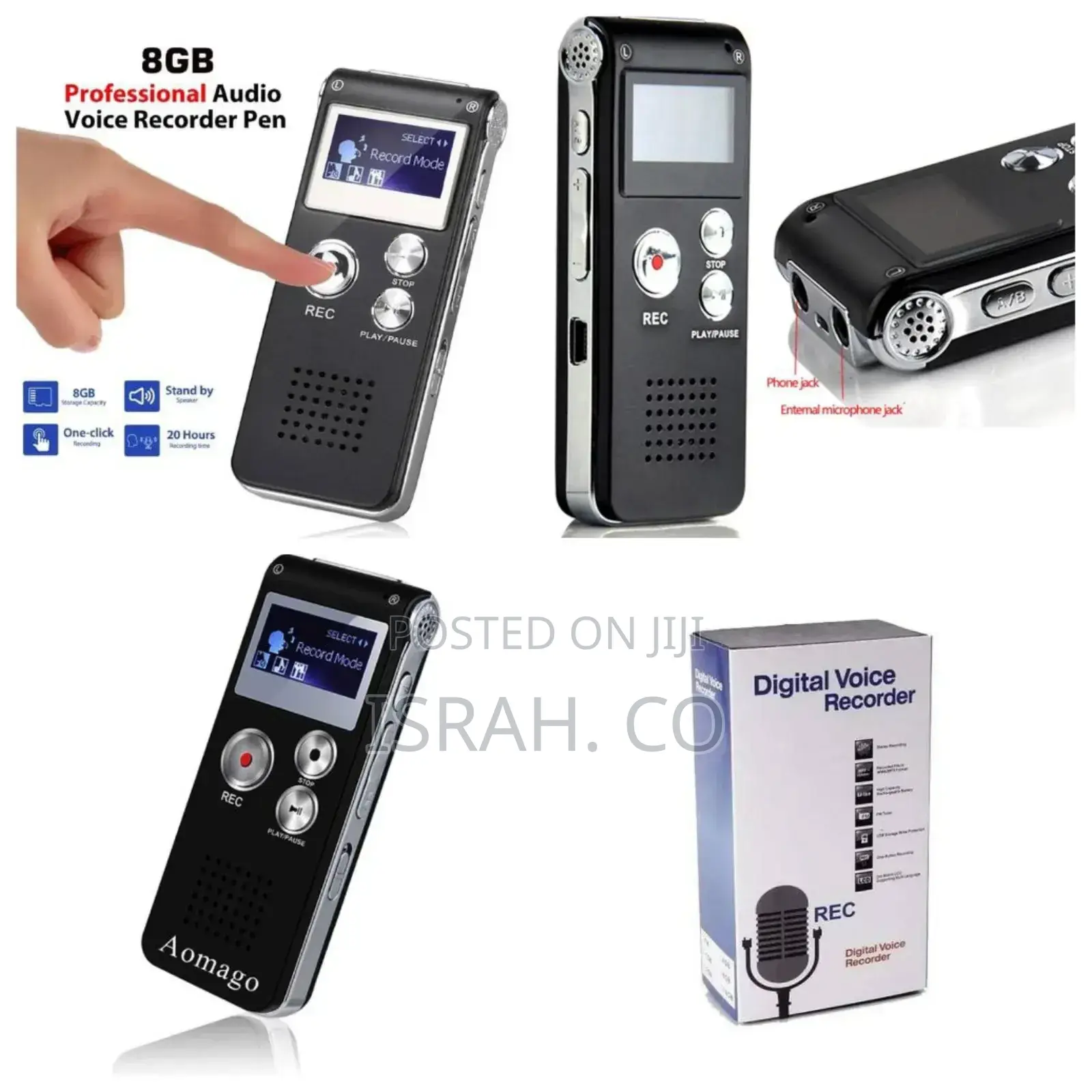 Rechargeable 8GB 650HR Digital Audio Voice Recorder
