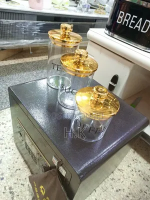 Clear Glass Canisters With Gold Lids