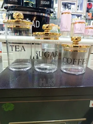 Clear Glass Canisters With Gold Lids