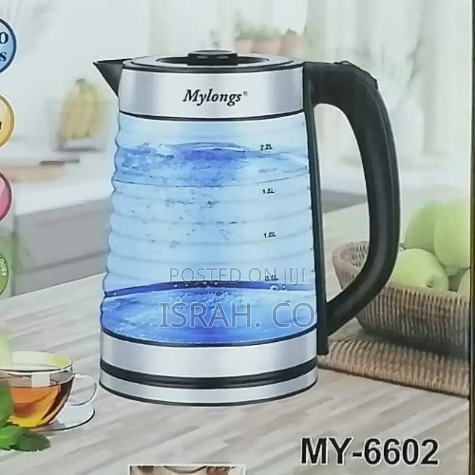 Mylongselectric 2.2L Bpafree Glass Kettle Cordless 360° Base