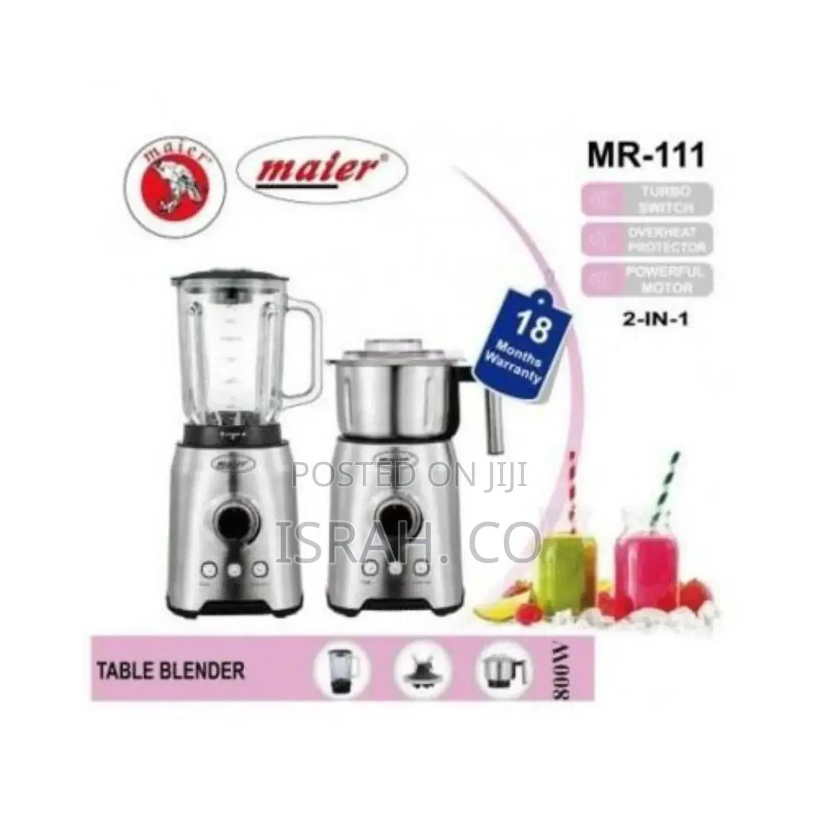 2 IN 1 Stainless Steel Mixer Grinder and Blender