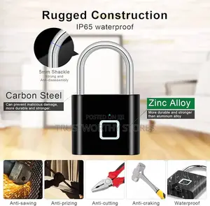 Fingerprint Padlock, Waterproof Keyless Anti-Theft