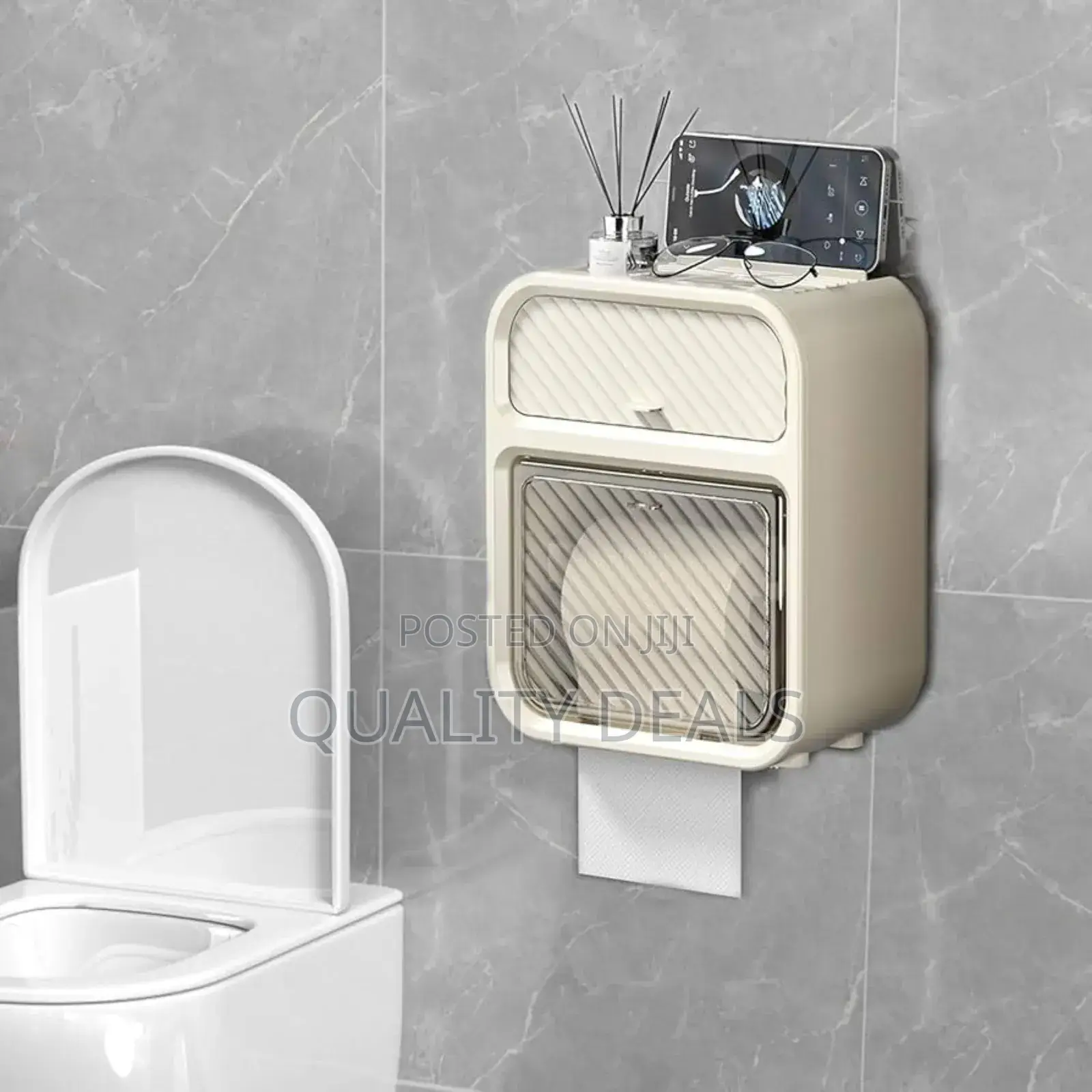 Toilet Paper Holder Bathroom Tissue Storage Box Wall Mount