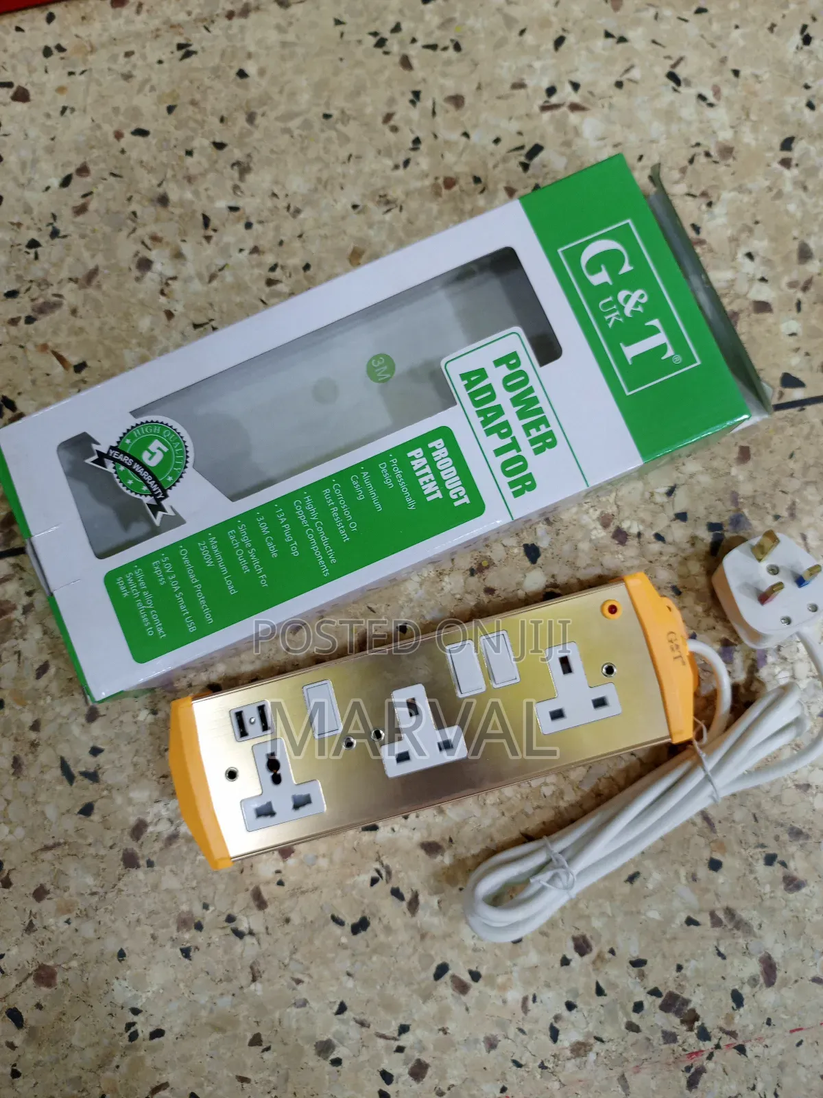 G T 3-Way Power Extension With 2 Charging Ports