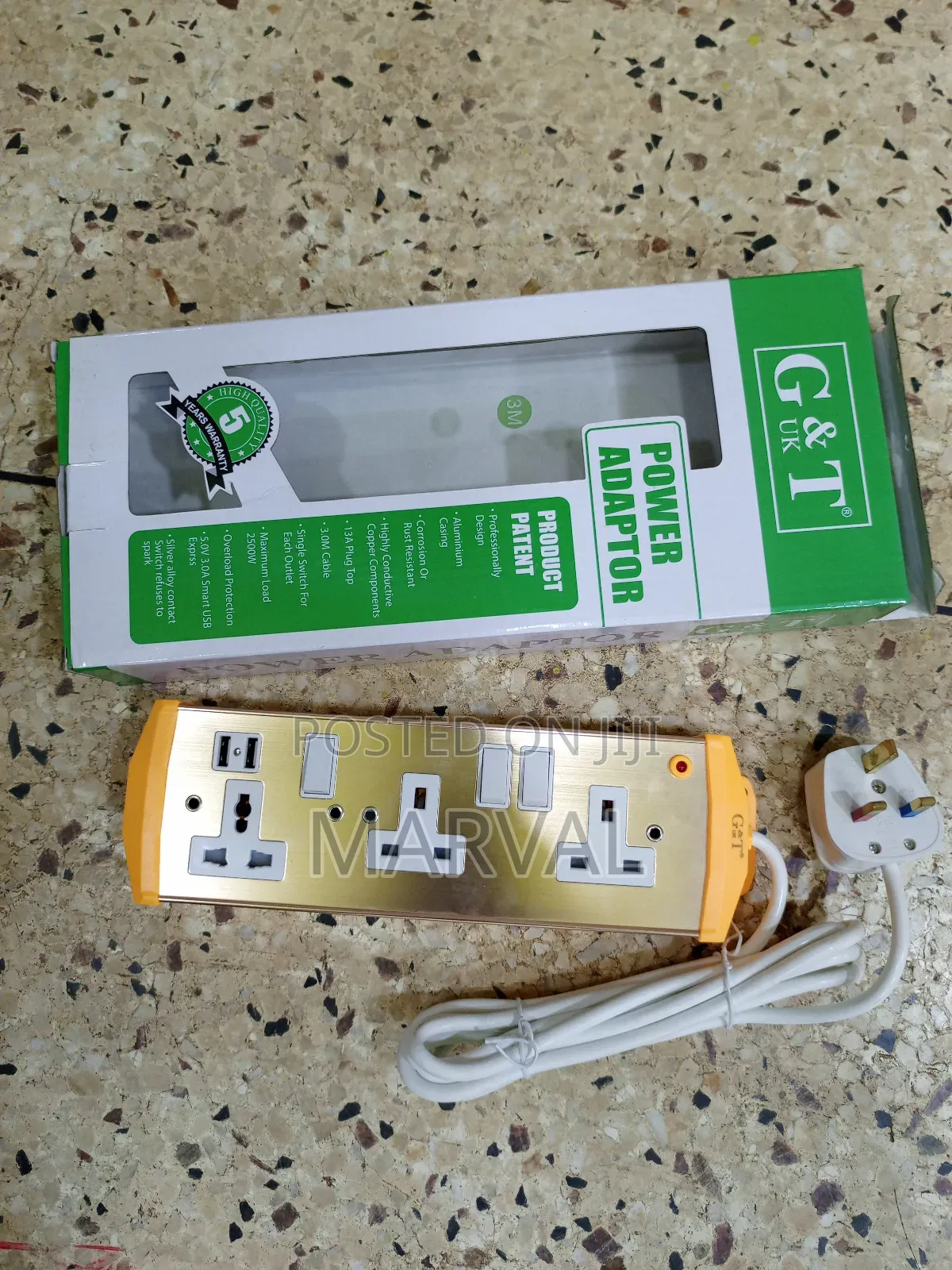 G T 3-Way Power Extension With 2 Charging Ports