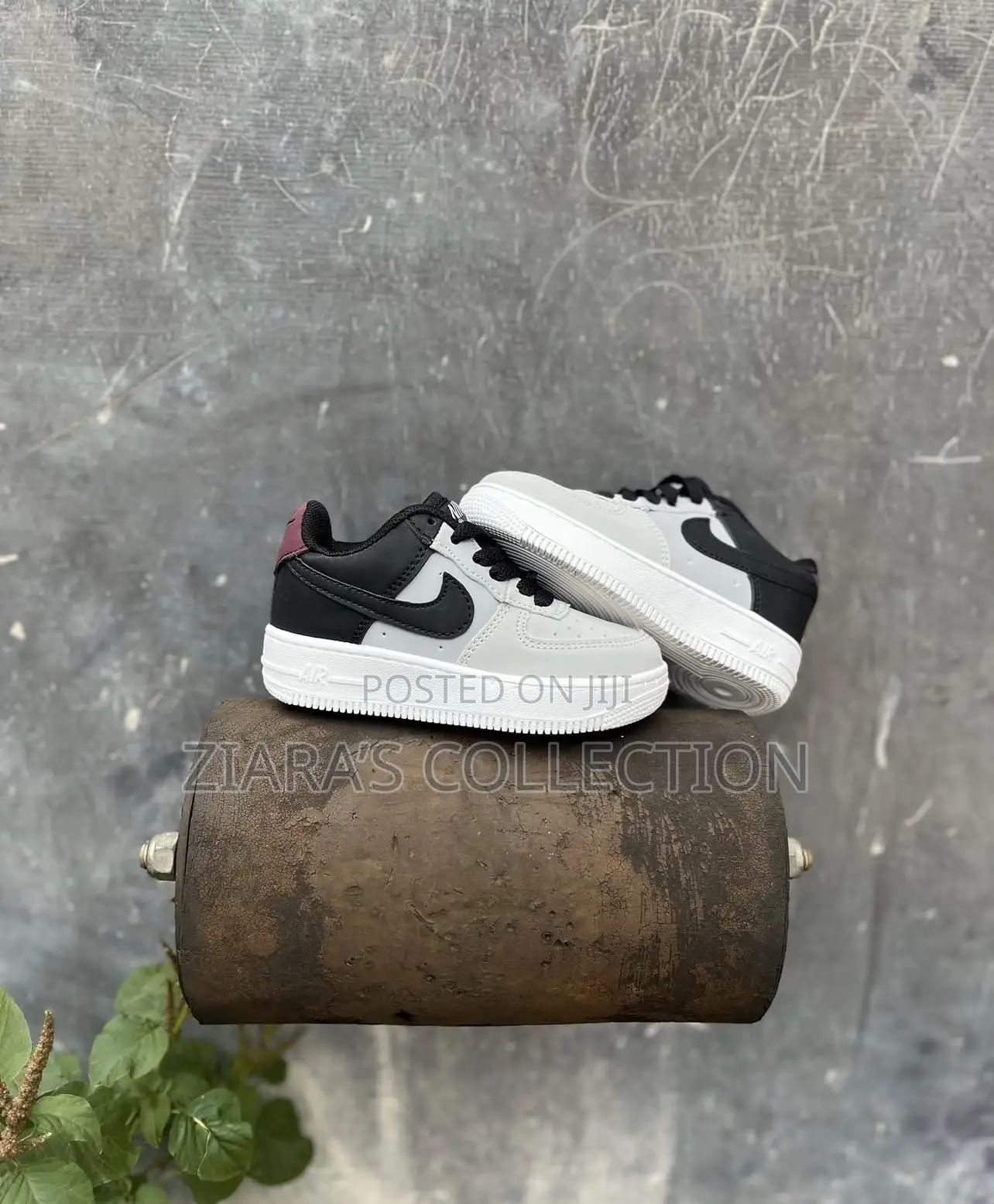 Black and White Nike Air Force 1 Kids Sneaker