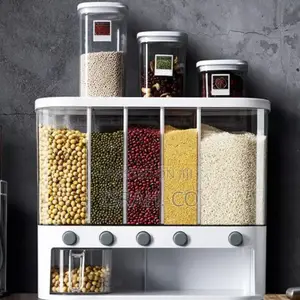 5-Grid Wall Mounted Storage Container 12L Food Dispenser