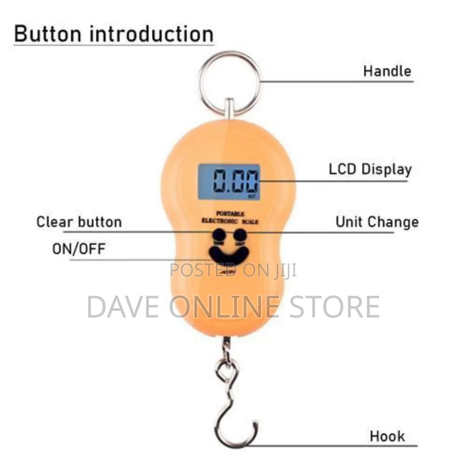 50 KGS Portable Weighing Scale Clear Digital Screen-Yellow