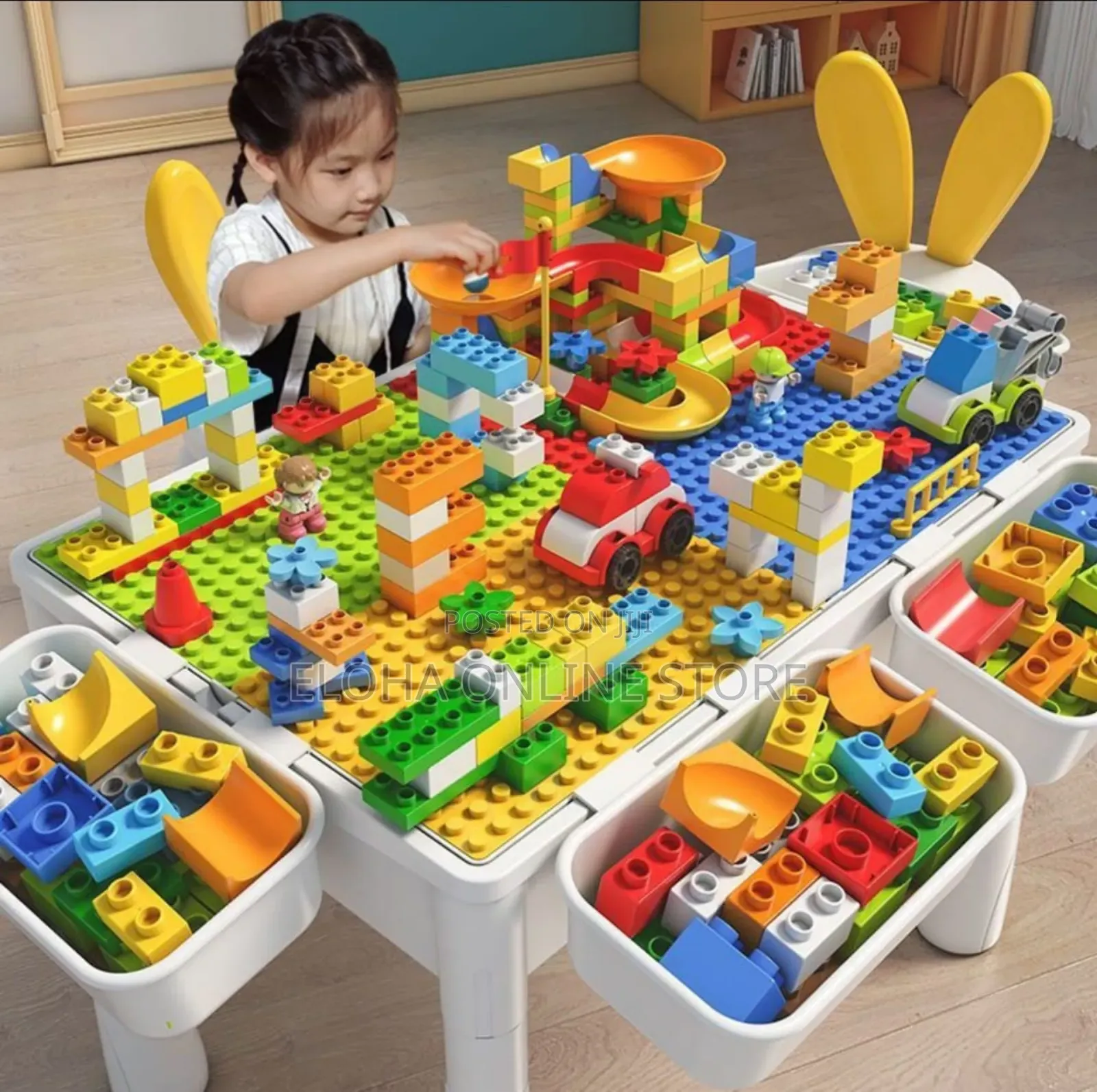 5-in-1 Activity Table Chair Set With Building Blocks