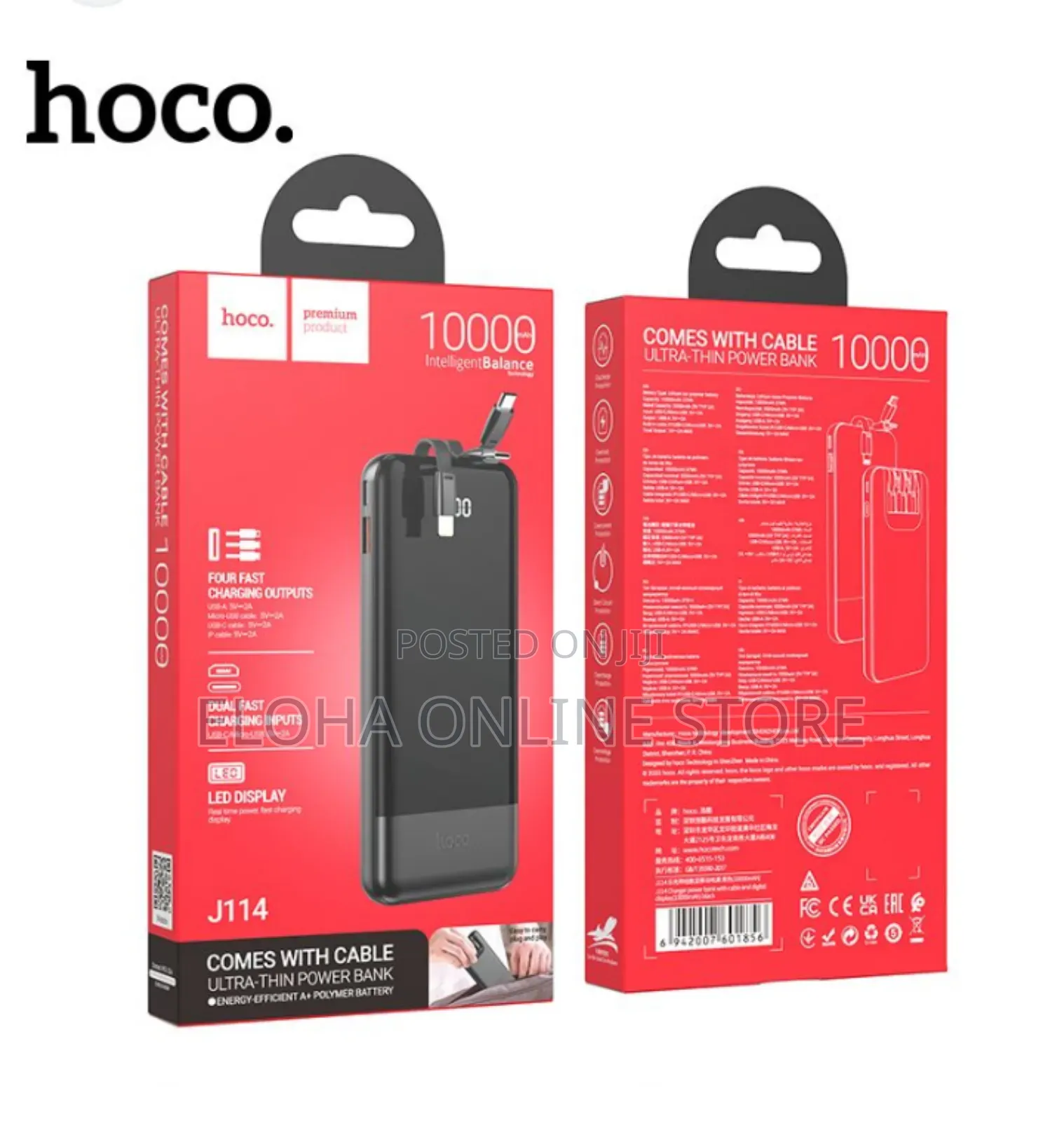 HOCO J114 All Cable With Digital Display10000mah Power Bank