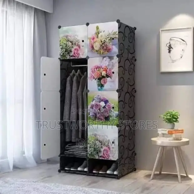 2 Columns Plastic Wardrobe With Single Column Shoerack