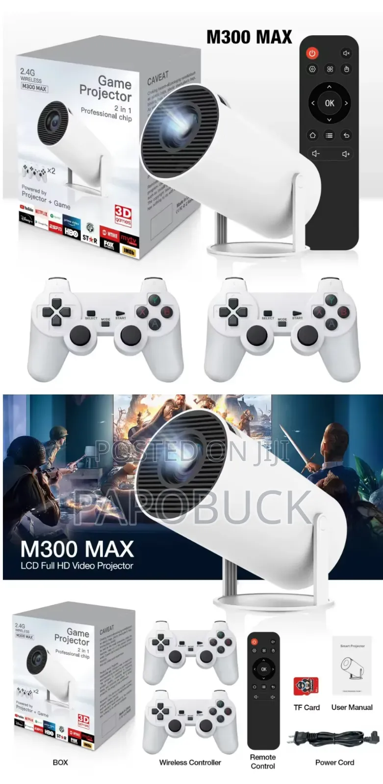 2 in 1 Gaming Projector With Two Controllers