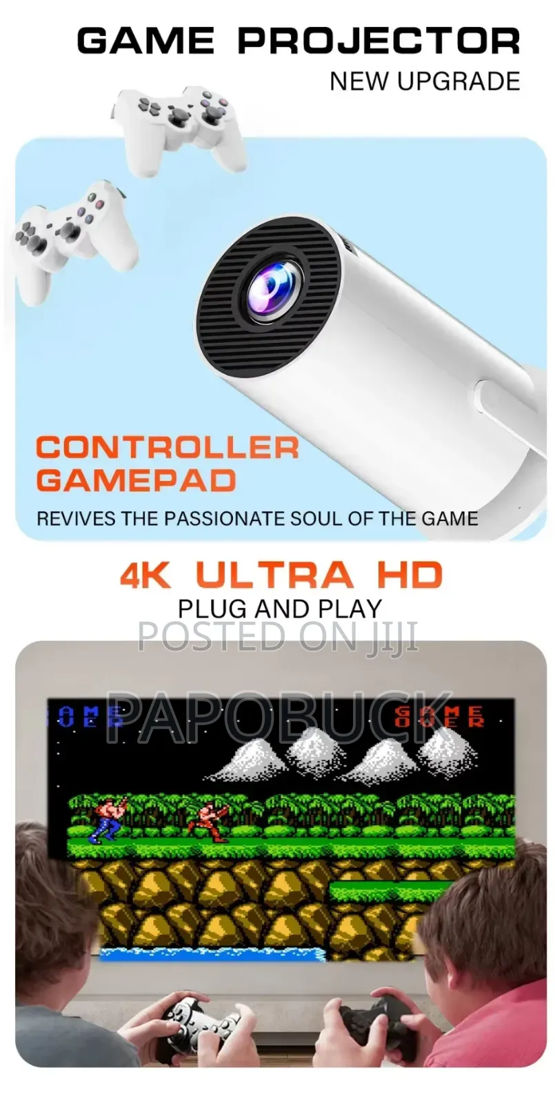 2 in 1 Gaming Projector With Two Controllers