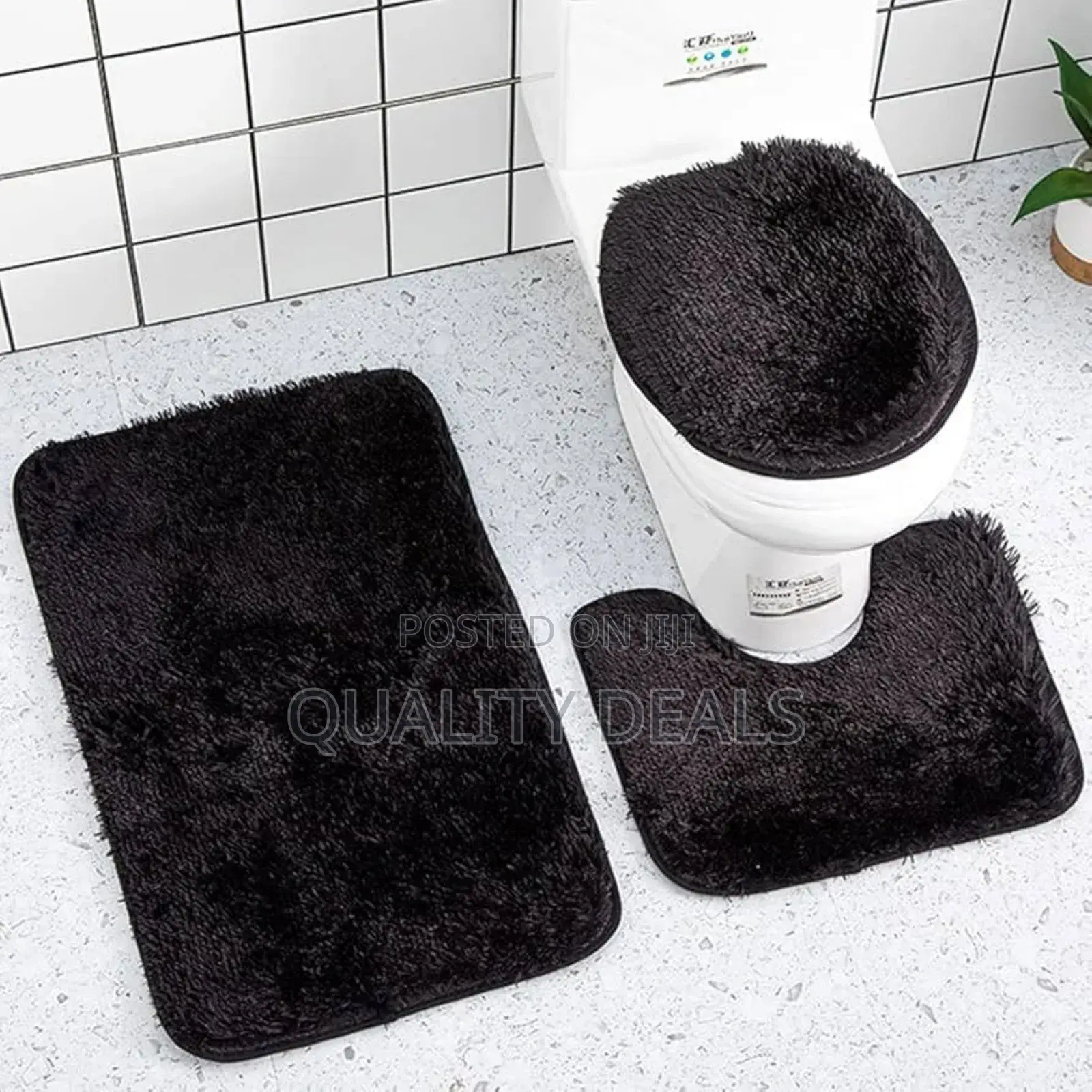 Non Slip Shaggy Rug Set of 3pcs for Bathroom