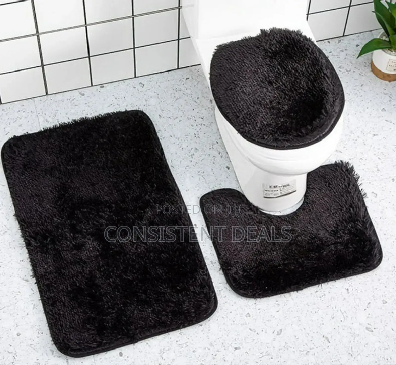 3pcs Plush Bathroom Bathroom Mat Set