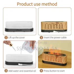 Flame Aroma Diffuser | 100ML Rectangle Box, LED Light, Cool-