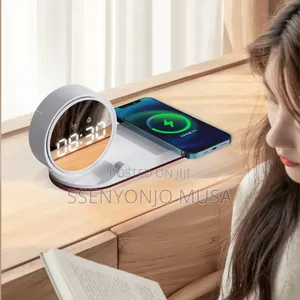 3-in-1 Wireless Charging Station |Led Desk Lamp, Alarm Clock