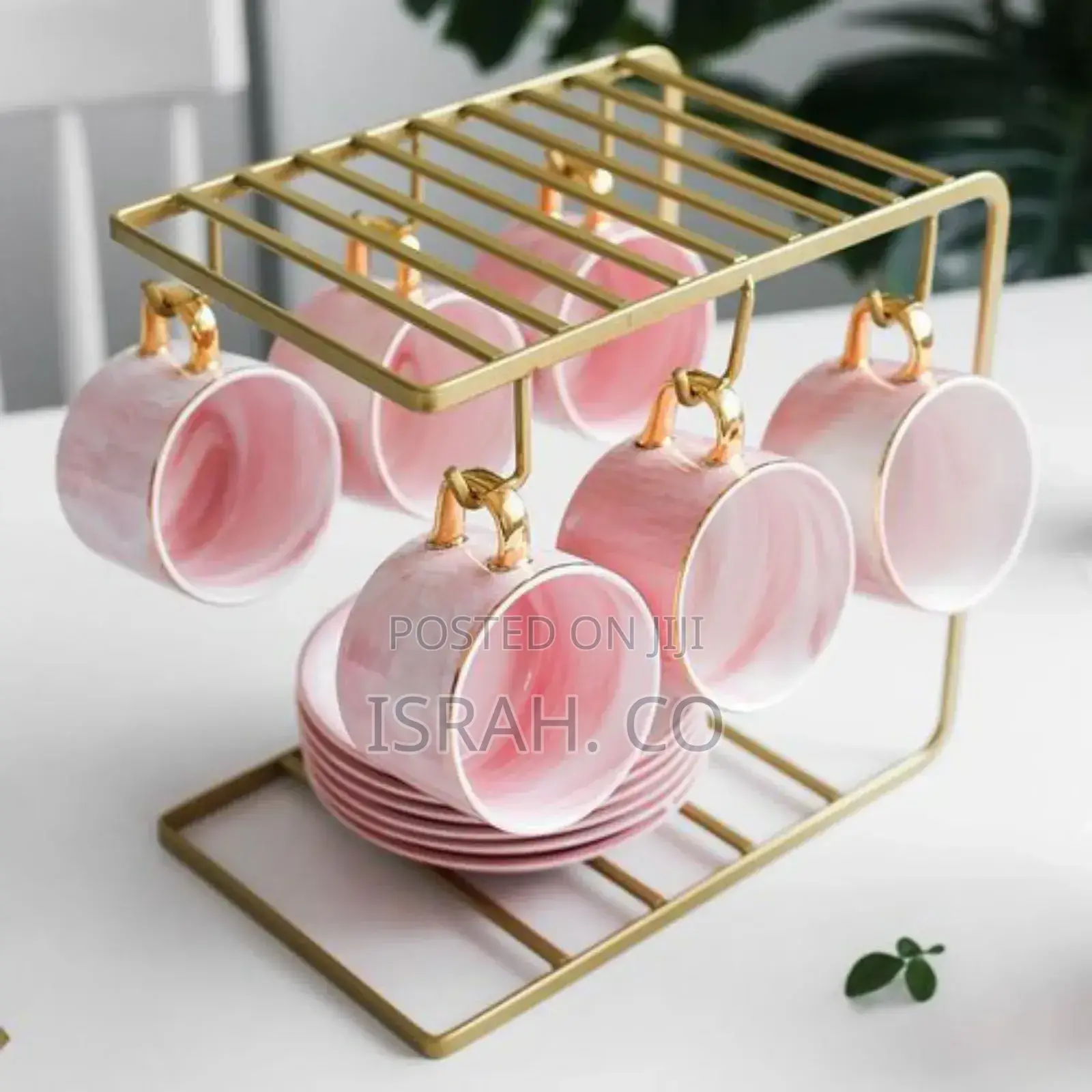 Pink Mugs With Saucers