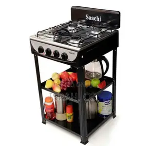 Saachi 4 Burner Gas Stove Cooker With 2 Shelves Stands,