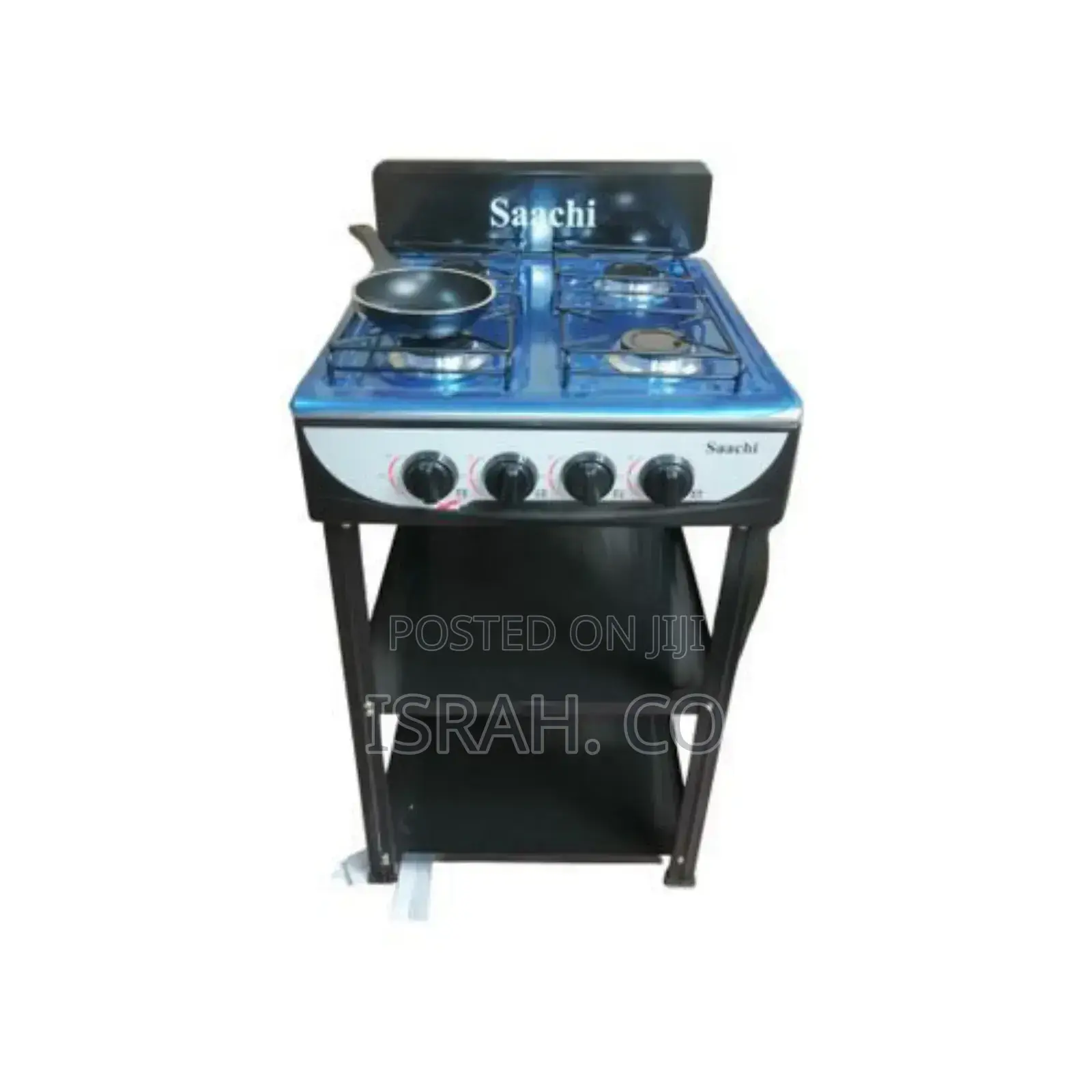 Saachi 4 Burner Gas Stove Cooker With 2 Shelves Stands,